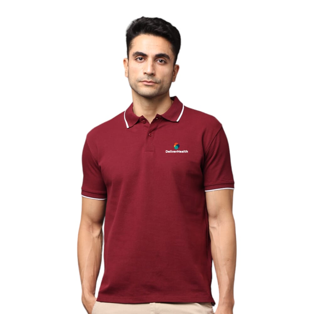 Greys & Blues Pima Collar T-Shirt Wine With White Tipping